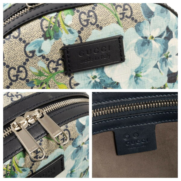 compass1686551003 Gucci GG Blooms Backpack Rucksack GG Supreme Leather Beige Blue Flower