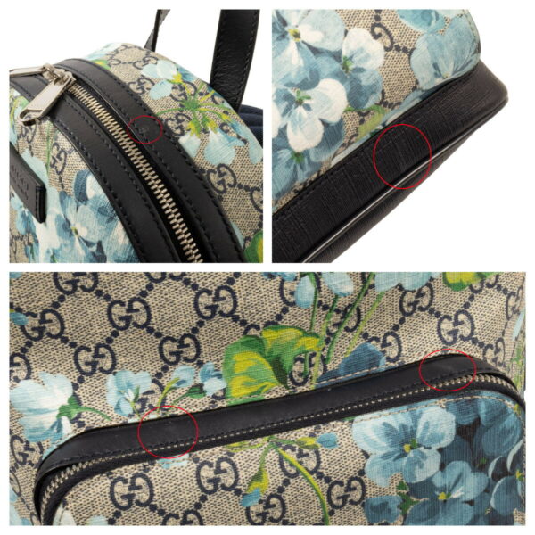 compass1686551010 Gucci GG Blooms Backpack Rucksack GG Supreme Leather Beige Blue Flower