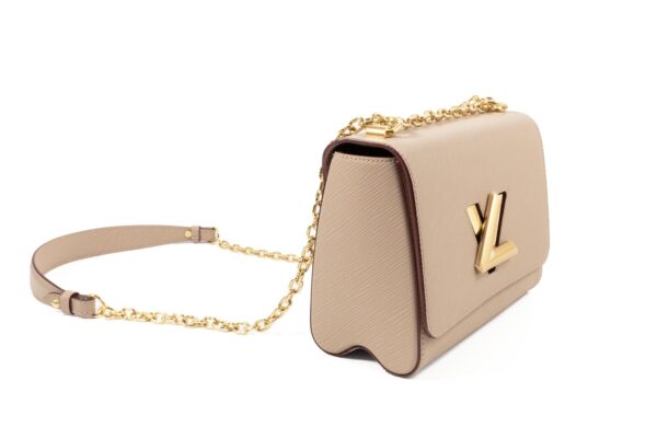 compass1689304776 Louis Vuitton Twist MM Epi Leather Chain Shoulder Bag Beige