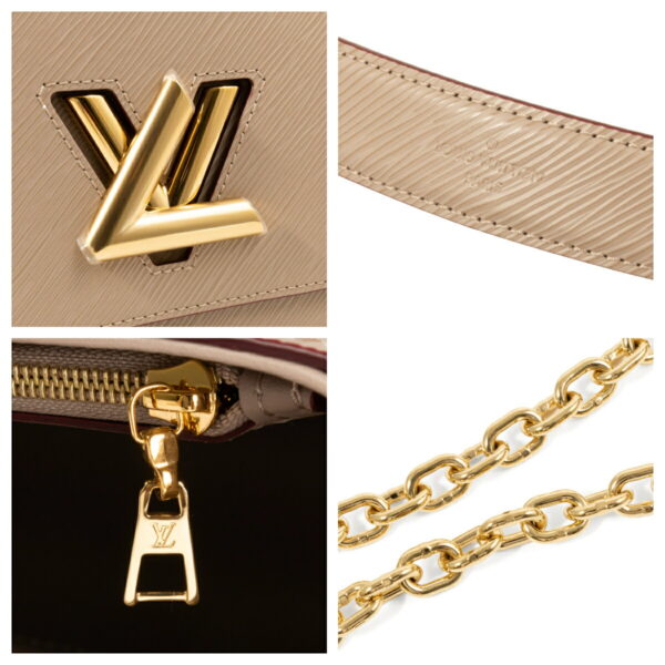 compass1689304809 Louis Vuitton Twist MM Epi Leather Chain Shoulder Bag Beige