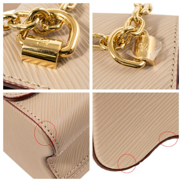 compass1689304816 Louis Vuitton Twist MM Epi Leather Chain Shoulder Bag Beige