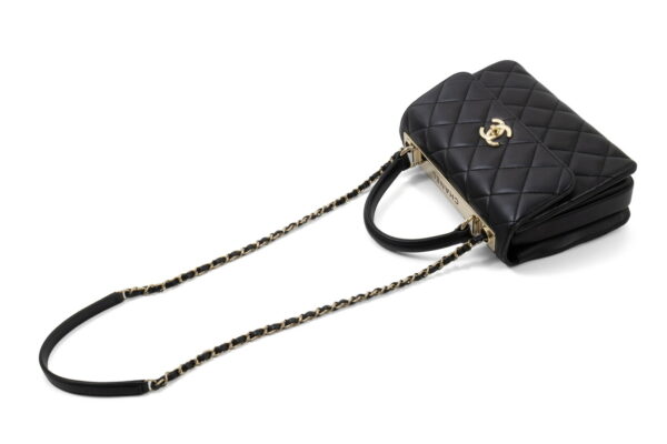 compass1690094632 Chanel Top Handle Flap Bag 2way Chain Shoulder Lambskin Black