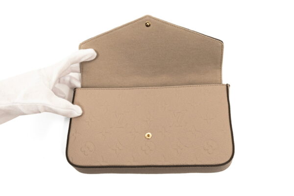 compass1690362606 Louis Vuitton Pochette Félicie Empreinte Clutch Shoulder Bag Beige