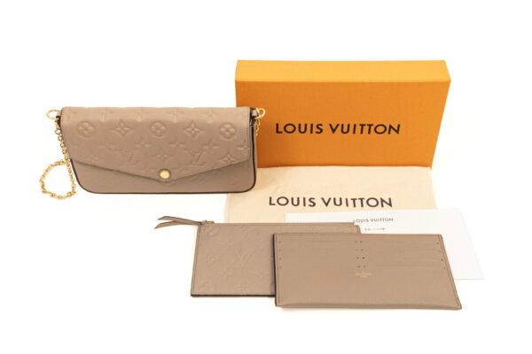 compass1690362636 Louis Vuitton Pochette Félicie Empreinte Clutch Shoulder Bag Beige