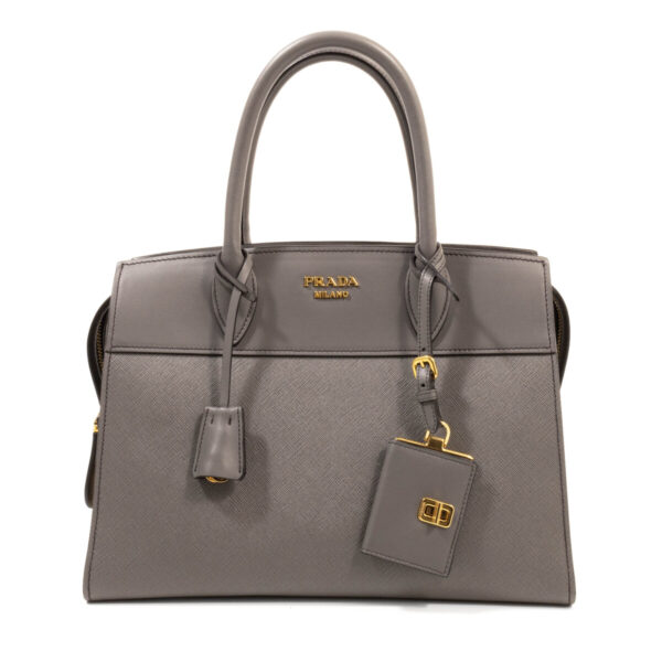 compass1692151940 Prada Esplanade 2way Shoulder Bag Saffiano Leather City Calf Leather Gray