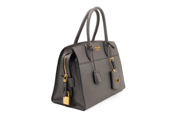 compass1692151954 Prada Esplanade 2way Shoulder Bag Saffiano Leather City Calf Leather Gray