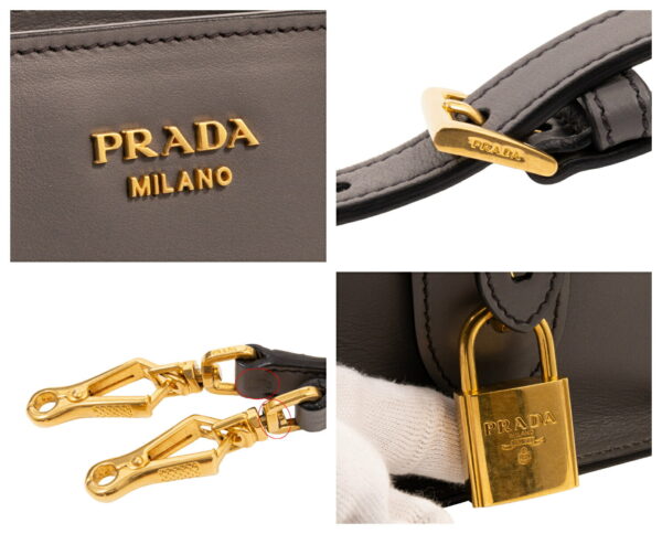 compass1692152227 Prada Esplanade 2way Shoulder Bag Saffiano Leather City Calf Leather Gray