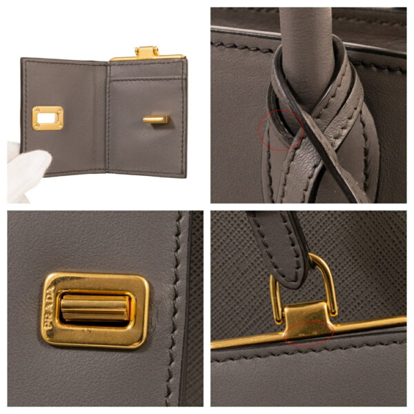 compass1692152235 Prada Esplanade 2way Shoulder Bag Saffiano Leather City Calf Leather Gray