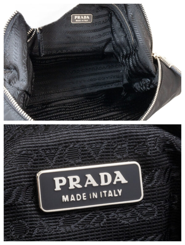 compass1702622149 Prada Chain Nylon Handbag Nylon Black