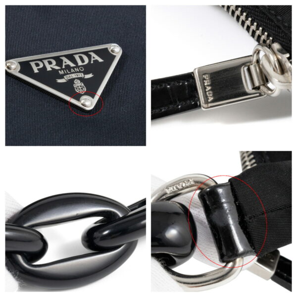 compass1702622158 Prada Chain Nylon Handbag Nylon Black