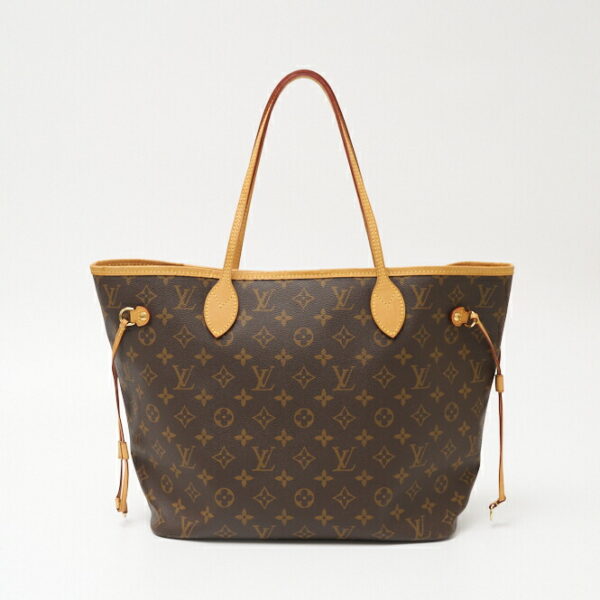 compass1702794189 Louis Vuitton Neverfull MM Tote Bag Canvas Leather Brown