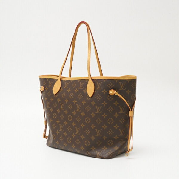 compass1702794195 Louis Vuitton Neverfull MM Tote Bag Canvas Leather Brown