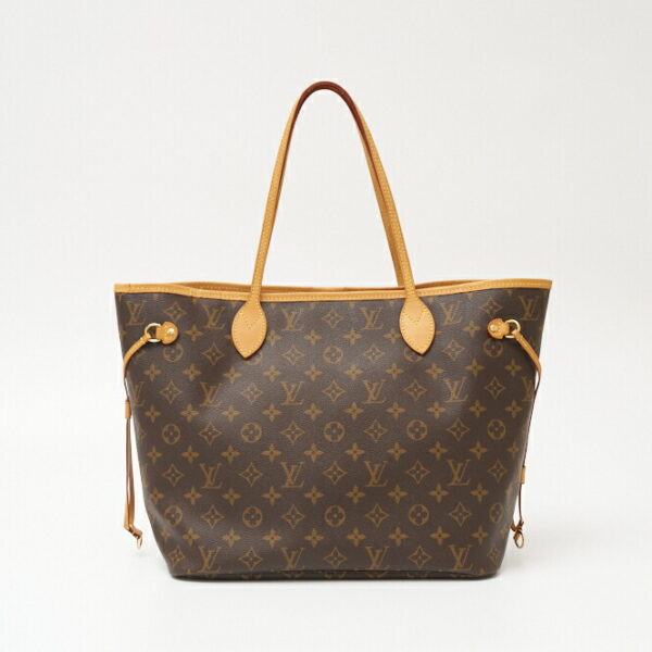 compass1702794207 Louis Vuitton Neverfull MM Tote Bag Canvas Leather Brown