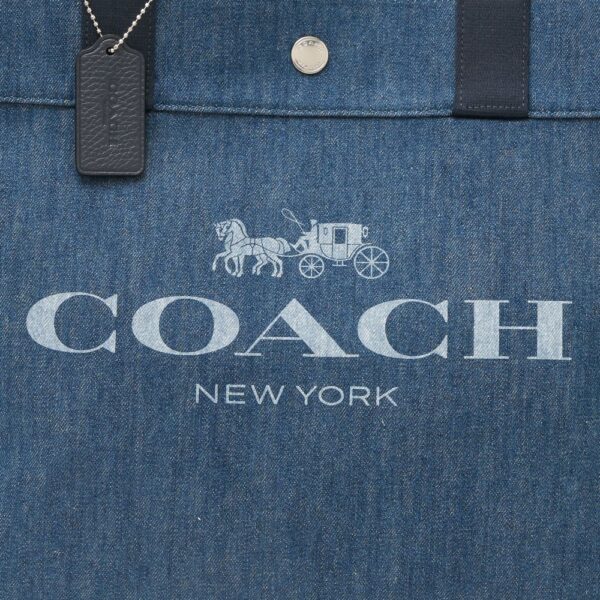 compass1703138200 Coach Horse and Carriage Tote Bag Denim Leather Blue