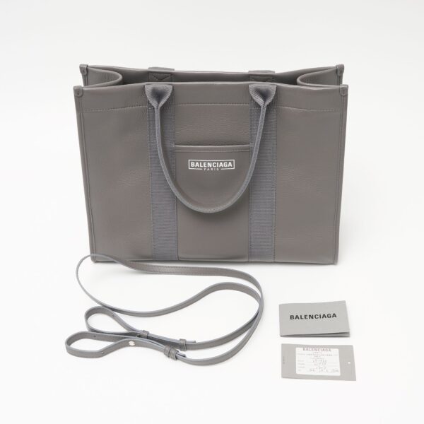 compass1703216861 Balenciaga Tote Handbag Shoulder Leather Gray