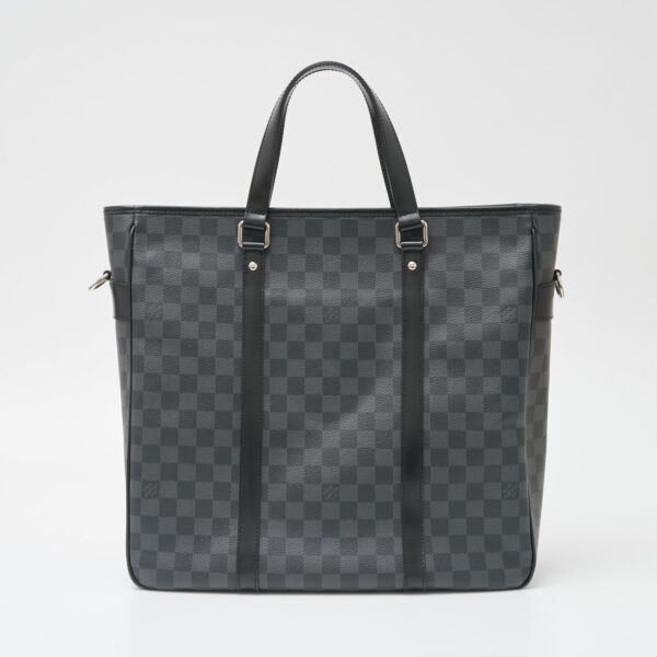 compass1703233825 Louis Vuitton Tadao Business Briefcase Shoulder Bag Damier Graphite Canvas Leather Black