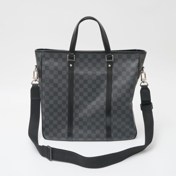 compass1703233833 Louis Vuitton Tadao Business Briefcase Shoulder Bag Damier Graphite Canvas Leather Black