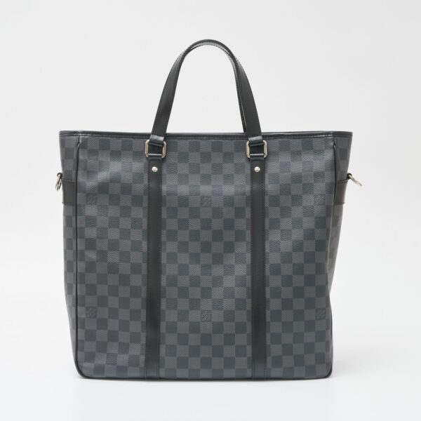 compass1703233840 Louis Vuitton Tadao Business Briefcase Shoulder Bag Damier Graphite Canvas Leather Black