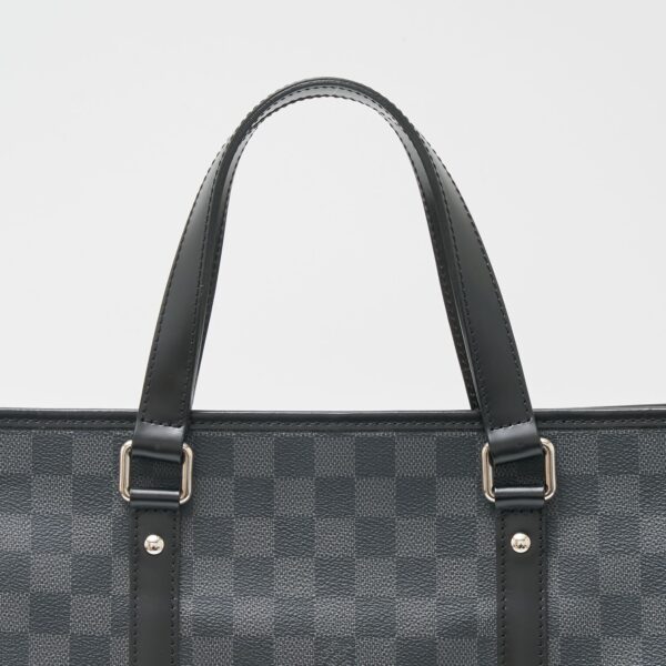 compass1703233865 Louis Vuitton Tadao Business Briefcase Shoulder Bag Damier Graphite Canvas Leather Black