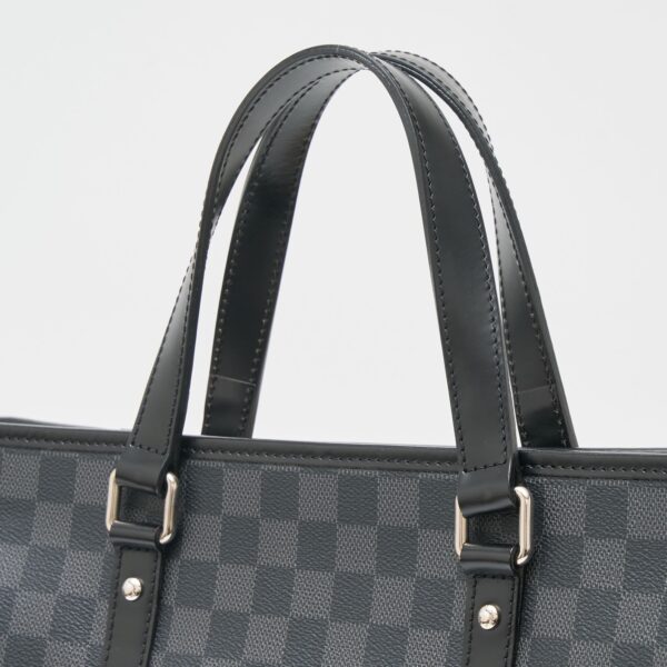 compass1703233872 Louis Vuitton Tadao Business Briefcase Shoulder Bag Damier Graphite Canvas Leather Black