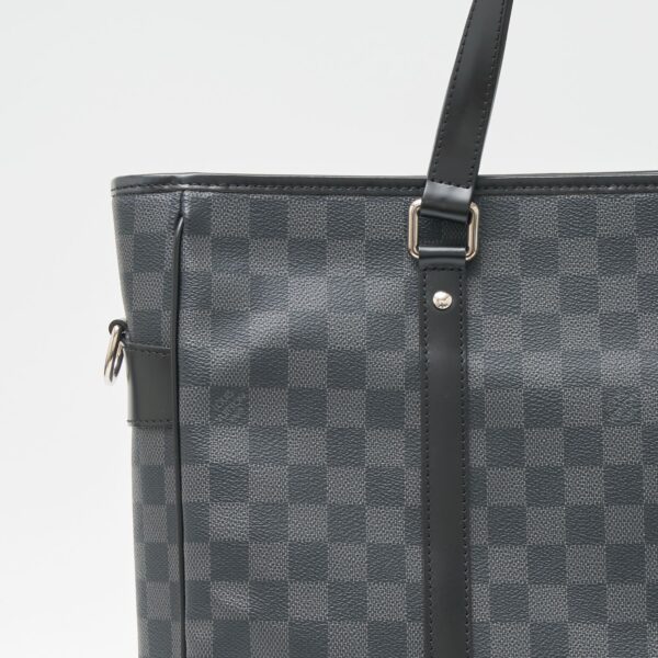 compass1703233910 Louis Vuitton Tadao Business Briefcase Shoulder Bag Damier Graphite Canvas Leather Black