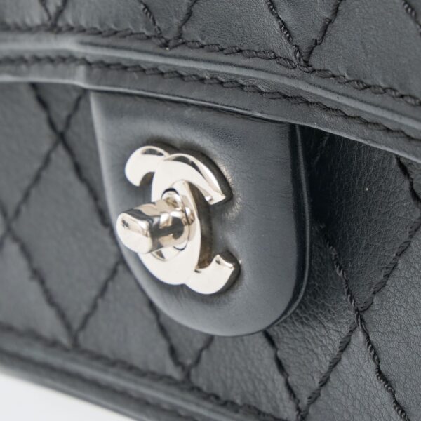 compass1703381117 Chanel Wild Stitch Calfskin Chain Shoulder Bag Leather Black