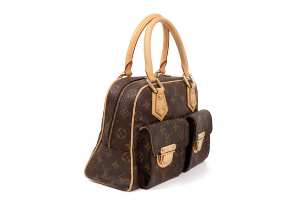 compass1703570817 Louis Vuitton Manhattan PM Mini Handbag Monogram Canvas Leather Brown