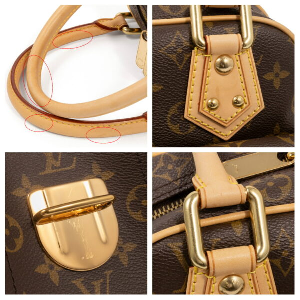 compass1703570889 Louis Vuitton Manhattan PM Mini Handbag Monogram Canvas Leather Brown