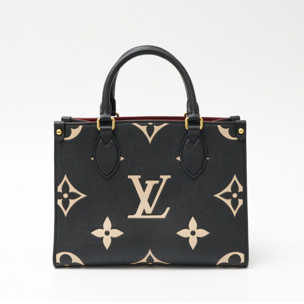 compass1705039431 Louis Vuitton On the Go PM Hand Shoulder Bag Monogram Empreinte Leather Black Beige