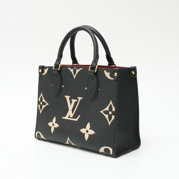 compass1705039444 Louis Vuitton On the Go PM Hand Shoulder Bag Monogram Empreinte Leather Black Beige