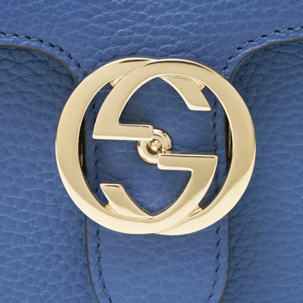 compass1705043594 Gucci Interlocking GG Chain Crossbody Bag Calf Leather Canvas Blue