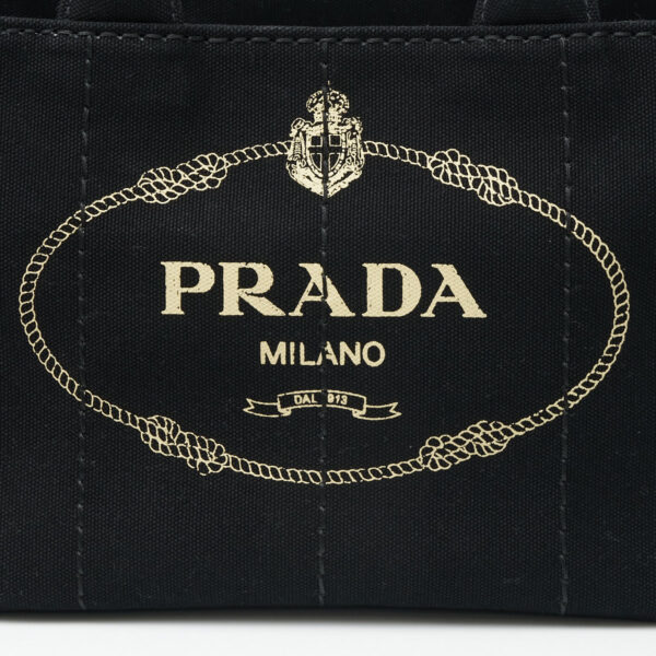 compass1705045741 Prada Canapa Handbag Shoulder Bag Canvas Saffiano Leather Black