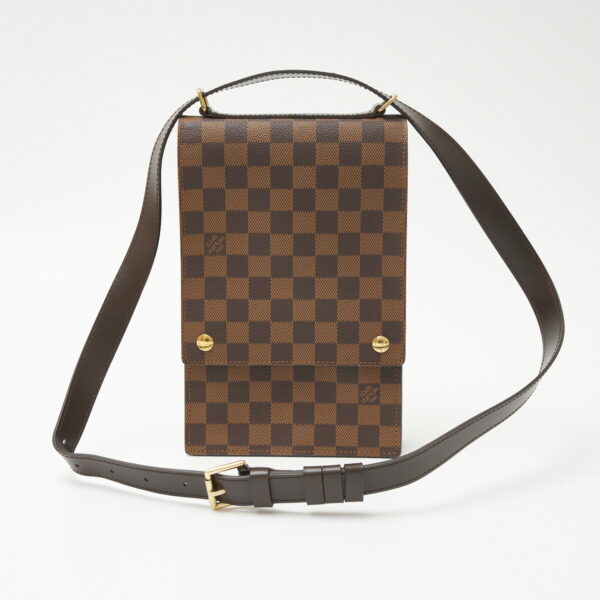 compass1706497117 Louis Vuitton Portobello Shoulder Pochette Bag Damier Leather Brown