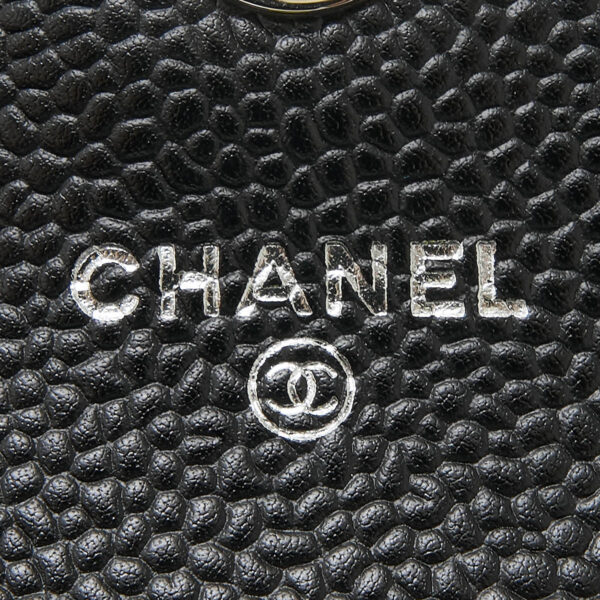 compass1706501810 Chanel Half Moon Chain Wallet Long Wallet Caviar Skin Black