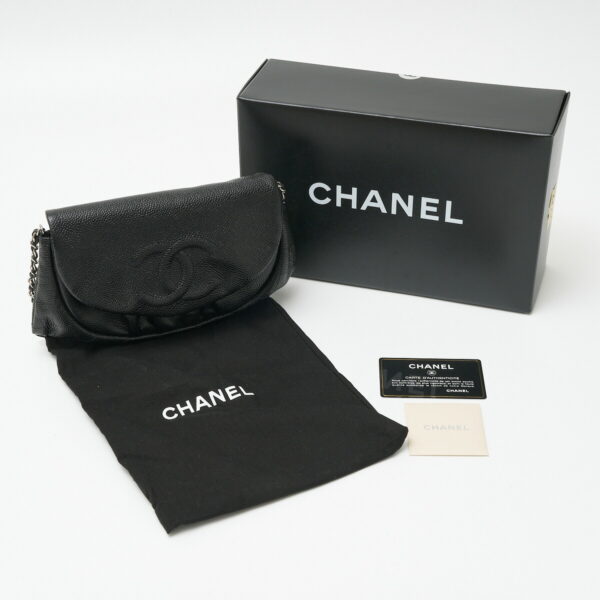 compass1706501832 Chanel Half Moon Chain Wallet Long Wallet Caviar Skin Black