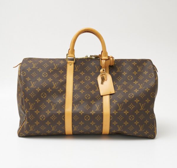 compass1706502624 Louis Vuitton Keepall 50 Travel Bag Monogram Canvas Leather Brown