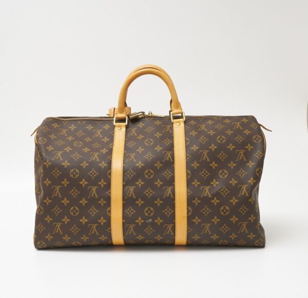 compass1706502650 Louis Vuitton Keepall 50 Travel Bag Monogram Canvas Leather Brown