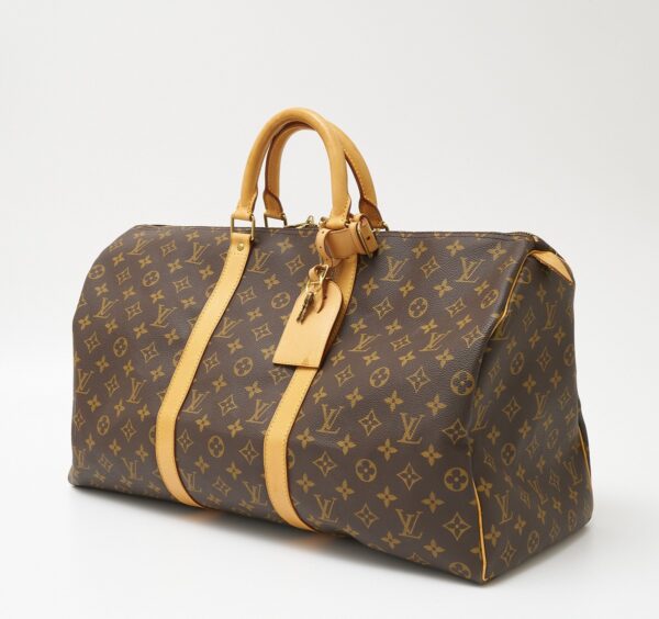 compass1706502769 Louis Vuitton Keepall 50 Travel Bag Monogram Canvas Leather Brown