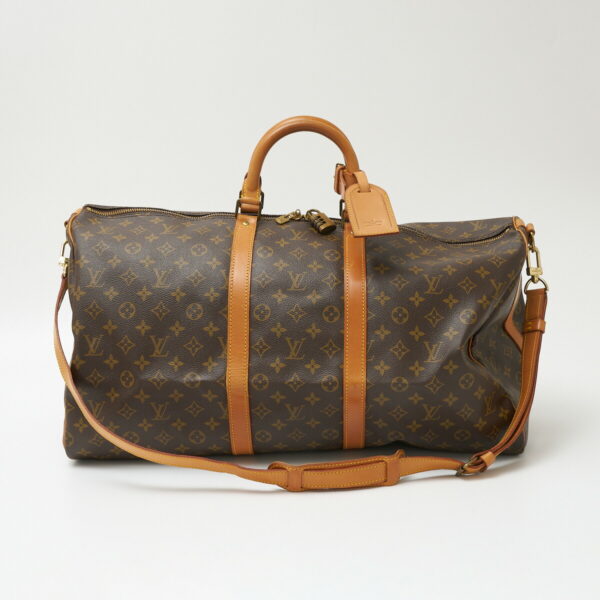 compass1706503691 Louis Vuitton Keepall 55 Travel Bag Monogram Canvas Leather Brown