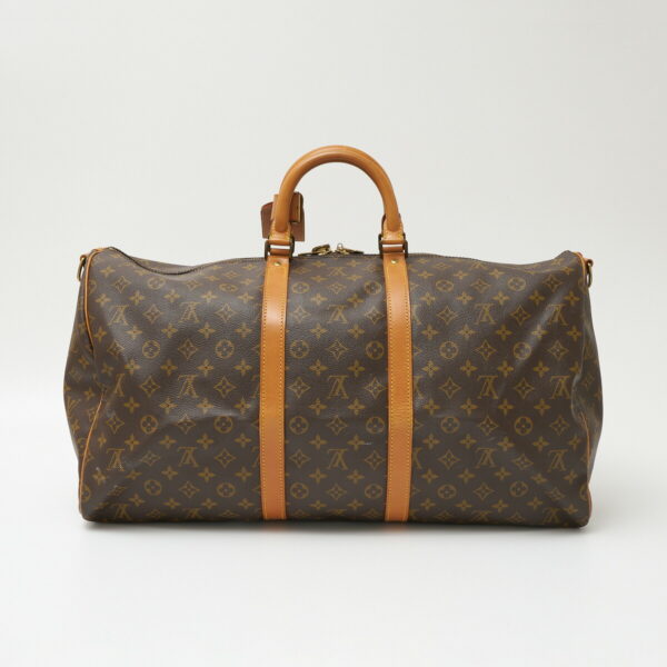 compass1706503714 Louis Vuitton Keepall 55 Travel Bag Monogram Canvas Leather Brown