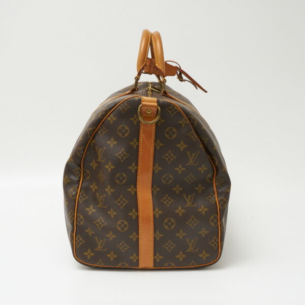 compass1706503727 Louis Vuitton Keepall 55 Travel Bag Monogram Canvas Leather Brown