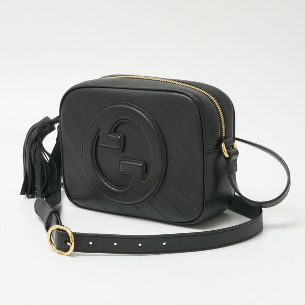 compass1706504682 Gucci Blondie Small Shoulder Bag Leather Black Interlocking GG