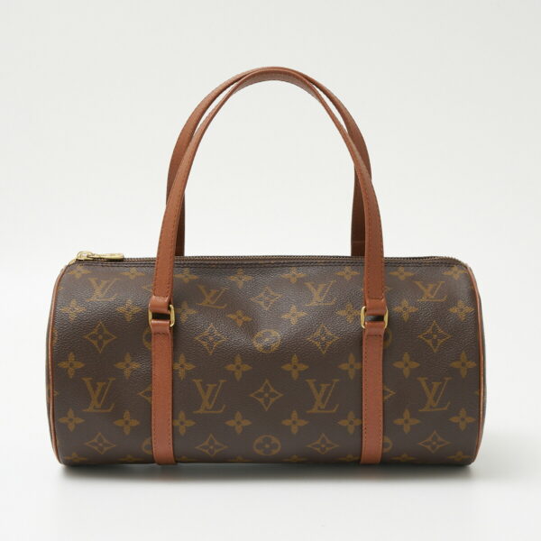 compass1706513444 Louis Vuitton Papillon 30 Model Barrel Handbag Monogram Canvas Leather Brown