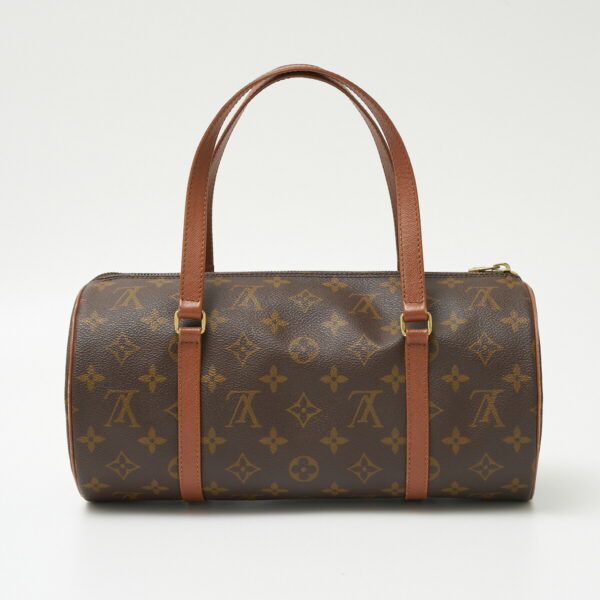 compass1706513467 Louis Vuitton Papillon 30 Model Barrel Handbag Monogram Canvas Leather Brown