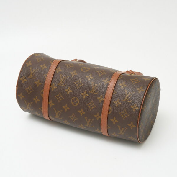 compass1706513496 Louis Vuitton Papillon 30 Model Barrel Handbag Monogram Canvas Leather Brown