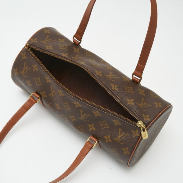 compass1706513508 Louis Vuitton Papillon 30 Model Barrel Handbag Monogram Canvas Leather Brown