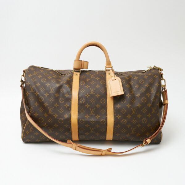 compass1706574529 Louis Vuitton Keepall Bandouliere 55 Monogram Leather Brown