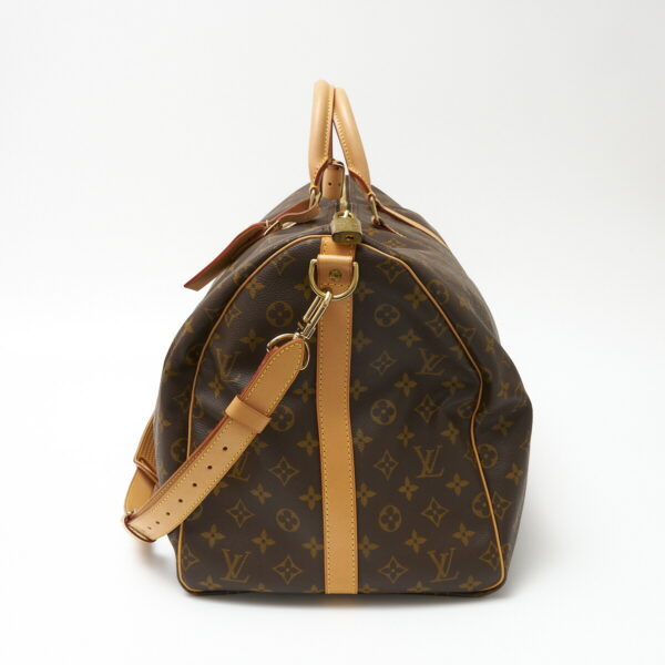 compass1706574554 Louis Vuitton Keepall Bandouliere 55 Monogram Leather Brown