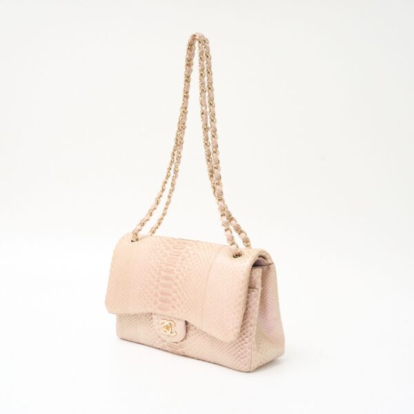 compass1707964087 Chanel Python Matelasse Chain Shoulder Bag Pink Beige