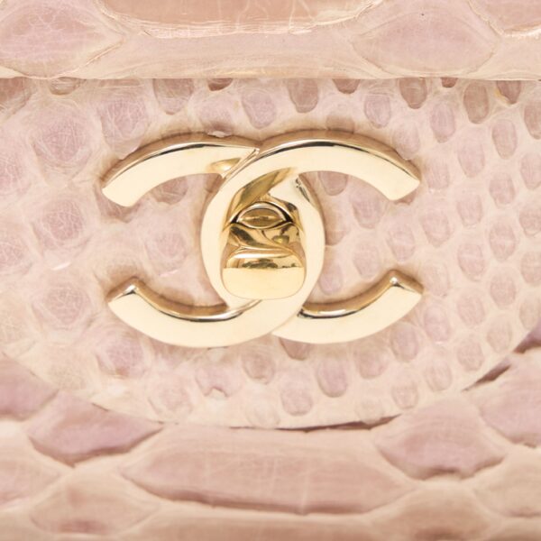 compass1707965059 Chanel Python Matelasse Chain Shoulder Bag Pink Beige